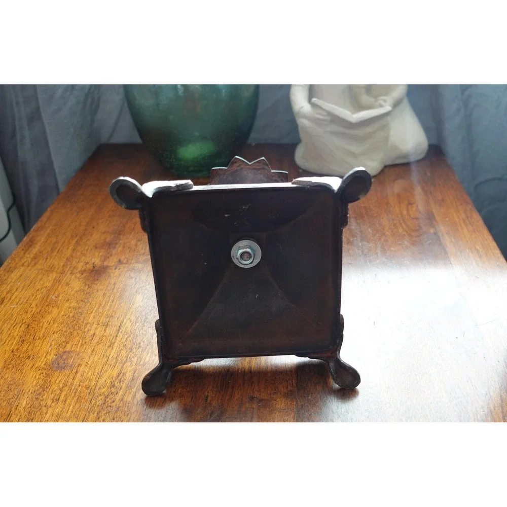 Vintage‎ Ornate Brass Cast Iron Candle Holder Claw Foot Victorian Gothic 9in
